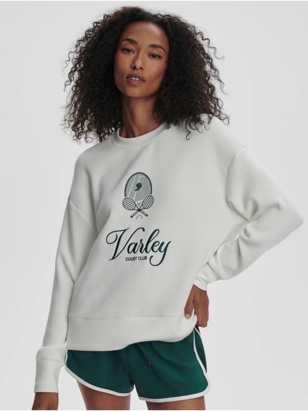 NWT Varley Rasco tennis sweatshirt white double soft